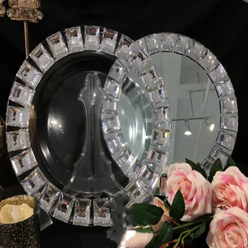 20pcs)de Luxo Decorativ o Espelho acrílico cristal polonês esferas Carregador Placa yudao1469