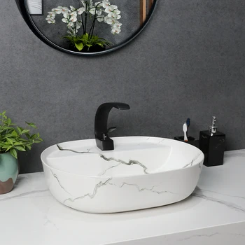 China Procelain lavatório pia de cerâmica de arte dissipadores de Bancada lavatório de cerâmica lavatório, pintados à mão, pias