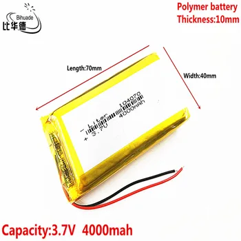 Litro de energia, bateria de Boa Qulity 3,7 V,4000mAH 104070 de Polímero de lítio ion / Li-íon da bateria para o pc da tabuleta do BANCO,GPS,mp3,mp4