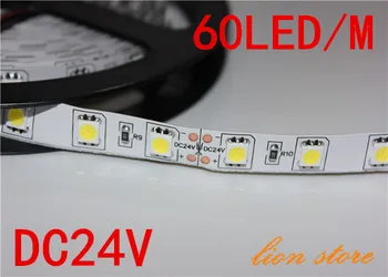 S605 Não impermeável tira de LED 5050 SMD, C.C. 24V flexível luz 60LED/m,5m 300LED,Branco,Branco quente ,branco frio,Azul, Verde,Vermelho