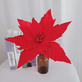 Flores Artificiais Simulação Maple Leaf Decoração Com Glitter E Paetês Flanela Decoração Da Casa. A Limpeza De Pó De Plástico Natal