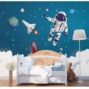 3D papel de Parede de Fantasia Céu Estrelado Astronauta Papéis de Parede Decoração o Mural de Criança Quarto de revestimento de Parede