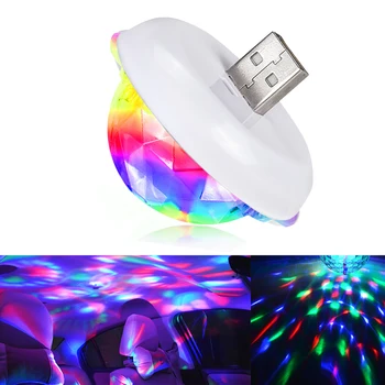 1pcs Carro Led Auto USB Luz Ambiente DJ RGB Mini Colorido Música Luz do Som USB-C Interface Interface de Maçã Festa de Karaoke
