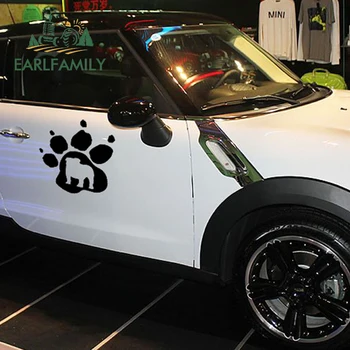 EARLFAMILY 58 cm x 58 cm 2x Bulldog Pata de Impressão Engraçado Gráficos (um Para Cada Lado) Adesivo de Carro para o Caminhão de Porta Automática de Vinil Decalque