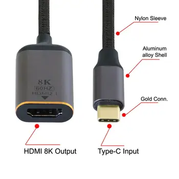Xiwai USB-C-Tipo C USB4 Fonte para o sexo Feminino HDTV 2.0 Cabo de Exibição de 8K 60HZ 4K UHD HDTV Masculino Monitor