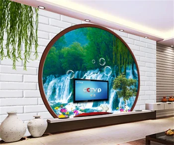 Paisagem moderna e brick, pintura de parede papel de parede de fundo do hotel casa de chá, TV, pintura de parede profissional de ferramentas personalizadas mural