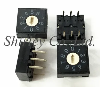 100% novo Original Taiwan MERGULHO rodada RH3AF-10R-V-B rotary interruptor do seletor, de 10 de engrenagem do interruptor, 0-9 codificação opção 3:3