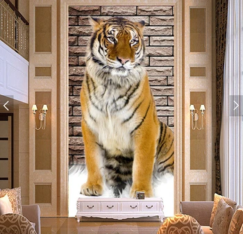 Personalizado, Papel de parede 3D, o tigre mural para a sala de estar, quarto, restaurante na parede do fundo impermeável papel de parede de vinil