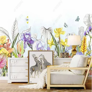Europeu de flores coloridas sala de estar murais papel de parede 3d fresco pequeno jardim do vento de fundo do papel de parede do quarto de murais, decoração de casa