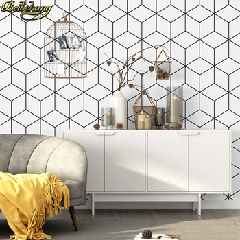 beibehang Moderna papel de parede 3D Preto branco geometria papel de Parede para parede da sala de estar rolo de papel papel de Parede Decoração Home