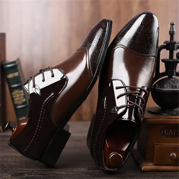 Preto Formal Homens-sapatos de bico Laço Casuais Padrão de Plano de Negócios Designer de Sapatos Festa de Natal, A Listagem