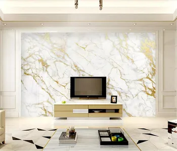 Papel de parede personalizado mural de ouro de seda jazz em mármore branco e papéis de parede de decoração de casa de papéis de parede para sala de estar e papel de parede