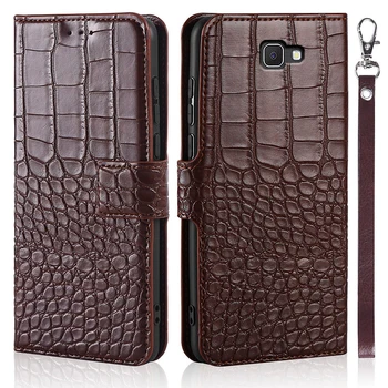Telefone Flip Case para Samsung Galaxy J4 Primeiro-os casos de Crocodilo Textura de Couro de Design de Livro de Luxo Coque Carteira Capa Titular