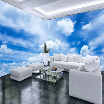 Moderno E Simples, O Céu Azul E As Nuvens Brancas, Fotos De Papel De Parede Sofá Da Sala Sala De Jantar Pano De Fundo De Parede Aconchegante Decoração Mural Papel Tapiz
