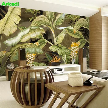 3d Floresta Tropical do Sudeste Design Foto Banana papel de Parede Árvore de Hotel, Sala de TV Mural de Planta Verde Restaurante