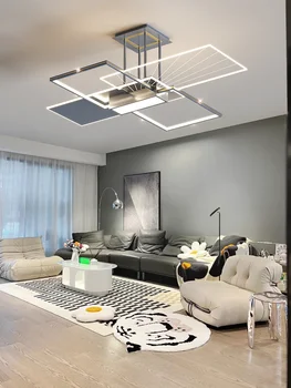 LED moderna Para Sala, Quarto de Jantar a Decoração Home Cinza Lâmpada de Teto com Controle Remoto de Acrílico, Luminária Lustre 2022
