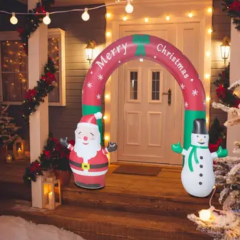 Gigante de Natal Inflável Arco com o Papai noel e Boneco de neve,Explodir Quintal Decorações com LED de Luz para o Natal,Natal Exterior