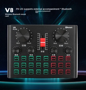 V8PLUS ao Vivo Placa de Som Microfone de Fone de ouvido Webcast de Entretenimento Pessoal Streamer Transmissão ao Vivo para PC Phone Computador