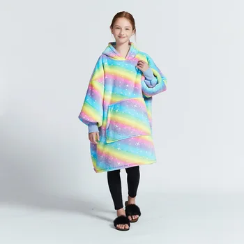 2022 Kawaii Impresso Camisas de Flanela Pano para Crianças de Tamanho Grande, Grossos Pijamas de Inverno Outono Quente Capuz Y2K Casa Roupas