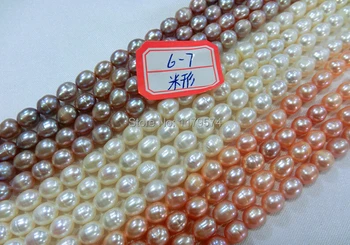6-7mm natural de pérola de água Doce de arroz pérola senhora jóias a Preço de atacado diy manual Acessórios peças AAA 15 polegadas hymz002