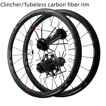 De carbono, Rodas de Estrada Conjunto de Rodas de 40/50/55 mm Clincher/sem câmara de ar de Fibra de Carbono, Gordura Aro 700c Bicicleta de Corrida Conjunto de Rodas C/V Freio de Rodas