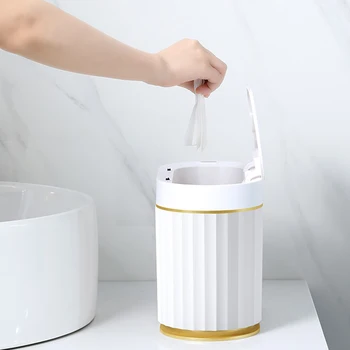7L Sensor Inteligente lata de Lixo Pode, com Lixo de Cozinha de Estanho Para a Luz da casa de Banho de Luxo Sala-de-estar Rachaduras Lixo