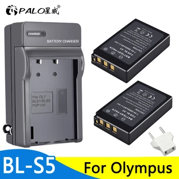 2Pcs 2000mAh PS-BLS5 BLS-5 BLS5 Câmera Bateria+Carregador para Olympus PEN E-PL2 E-PL5 E-PL6 E-PL7 E-PM2 OM-D E-M10 E-M10 II Stylus1