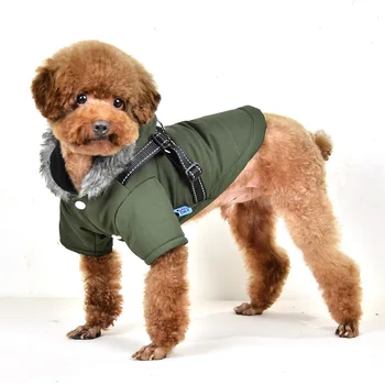 Nova cor lisa com capuz reflexiva de seda design de alça de algodão casaco de roupas pet cão-roupas de cachorro casaco LWD203