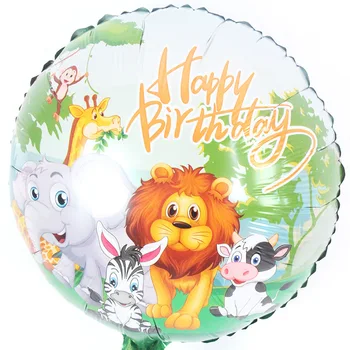 18Inch Animal da Selva Feliz Aniversário Impressão de Folha de Alumínio Balões de Animais dos desenhos animados de Decoração de Balão Leão, Elefante, Girafa Balões