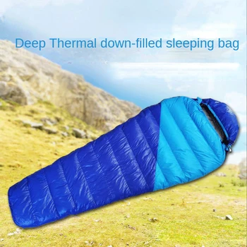 Baixo Encheu o Saco de Dormir ao ar livre Adulto Acampamento de Inverno Engrossar um Saco de Dormir Quente Duplo Aberto Pato Múmia Tipo de Saco de Dormir