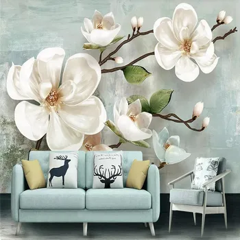 3D papel de parede Nórdicos magnolia moderno e minimalista PLANO de fundo de parede de produção profissional mural de fotos de papel de parede