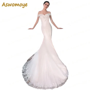 2018 Moda de Nova Sereia do Vestido de Casamento Querida Mangas até o Sexy Vestidos de Noiva de Trem de Varredura Personalizada Feita vestidos de noiva