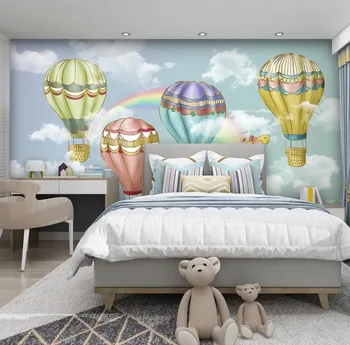 Personalizado com Foto de papel de Parede Para Quarto de Paredes de Sala de Crianças de Balão de Ar Quente Mural Impermeável Tela de Pintura 3D papel de Parede Mural