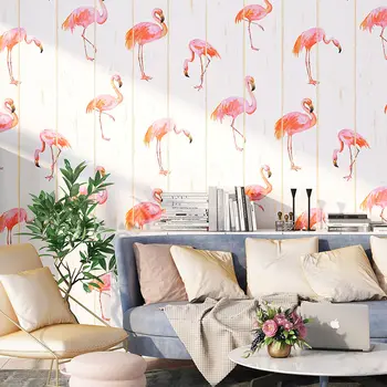 Flamingo papel de parede sala quarto na parede do fundo loja de roupas de papel de parede ins criativa, moderna e minimalista, estilo Nórdico stic