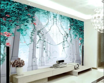 beibehang Personalizado Mural 3D estéreo de espaço verde, flores, Fotos de papel de Parede de Sala de estar em 3D papel de Parede Paisagem Decoração Home 3d papel de parede