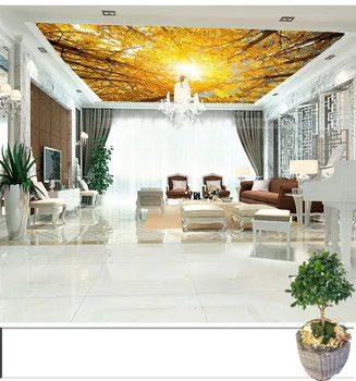 Fábrica de Tomada de teto, sala de estar, quarto, papel de parede murais teto zenith outono tamanhos Personalizados