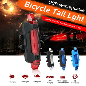 A Luz de bicicleta Impermeável Traseira da Cauda do DIODO emissor de Luz do USB Recarregável Lâmpada de Bicicleta de Montanha, andar de Bicicleta Luz Taillamp Luz de Advertência de Segurança