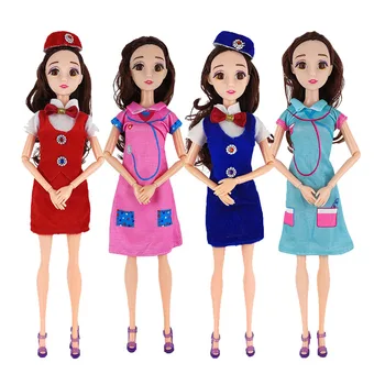 Kieka Nova Chegada Uniforme Vestido para Boneca Acessórios da Boneca companhia Aérea Aeromoça Enfermeira Cosplay para Meninas de Presente de Aniversário De 11,5 Polegadas