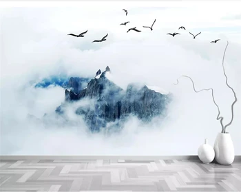beibehang papel de parede Personalizado pintado a mão pássaros voando nuvem de fundo mural de personalidade papel de parede do Quarto de cama, papel de parede 3d