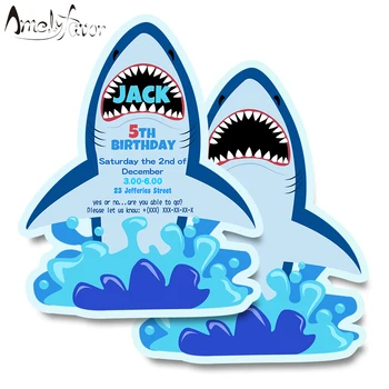 Tubarão Tema Cartão De Convite De Festas Do Mar Em Animais Evento Festa De Aniversário, Decorações Personalizadas De Convite Personalizado