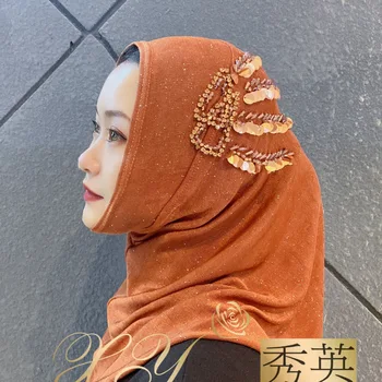 Lantejoulas Jersay Fácil De Usar Instant Underscarf Mulheres Da Arábia Saudita Hijab