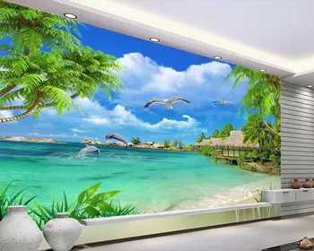 3D personalizar coqueiro paisagem papéis de parede para sala de estar foto mural de paisagem de papel de parede