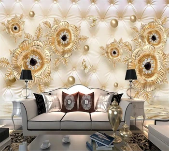 Papel de parede personalizado foto 3d murais em relevo de ouro mosaico de ouro jóia na parede de fundo, sala de estar, quarto, decoração de papel de parede mural