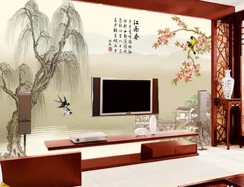 Grande papel de parede,estilo Chinês da primavera mural da paisagem,restaurante estudo sofá da sala de TV de parede quarto em 3d papel de parede