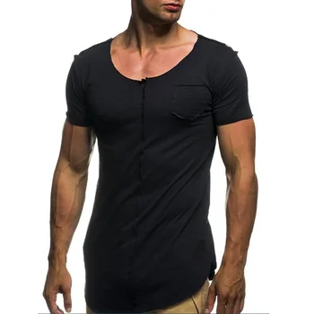 NÃO.2-6844 de Verão dos homens novos T-shirts de cor sólida slim tendência casual manga curta moda