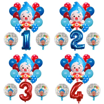 14pcs/set Palhaço Plim Folha de Balões de Hélio 30inch Número do Ar Globos Crianças Felizes, Festa de Aniversário, Decorações de Brinquedos Presentes