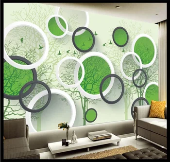 Xuesu Personalizado 8D impermeável pano de parede papel de parede mural 3D círculo galho de árvore silhueta na parede do fundo