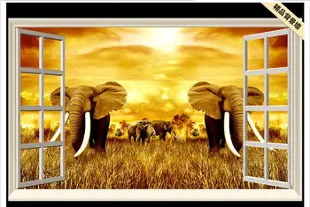 Personalizado 3d papel de parede tv 3d papel de parede murais elefante hd 3-d TV de definição de parede paisagem paisagem mural de parede decoração home