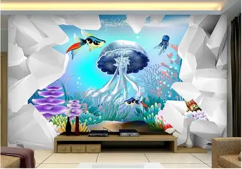 Sala 3d papel de parede personalizado com foto mural sonho água-viva o mundo do mar fundo, a decoração home 3d murais de parede papel de parede para sala de estar