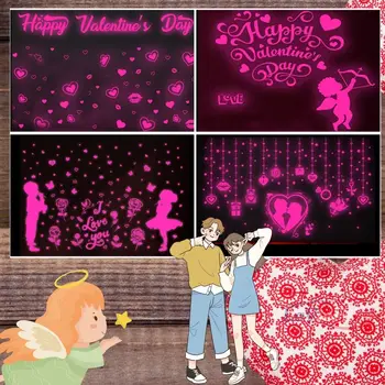 Dia dos namorados Adesivos de Parede Luminoso cor-de-Rosa do Amor do Coração Janela de Decoração de Quarto Se apega Aniversário de Casamento, Decoração de Quarto de Casal